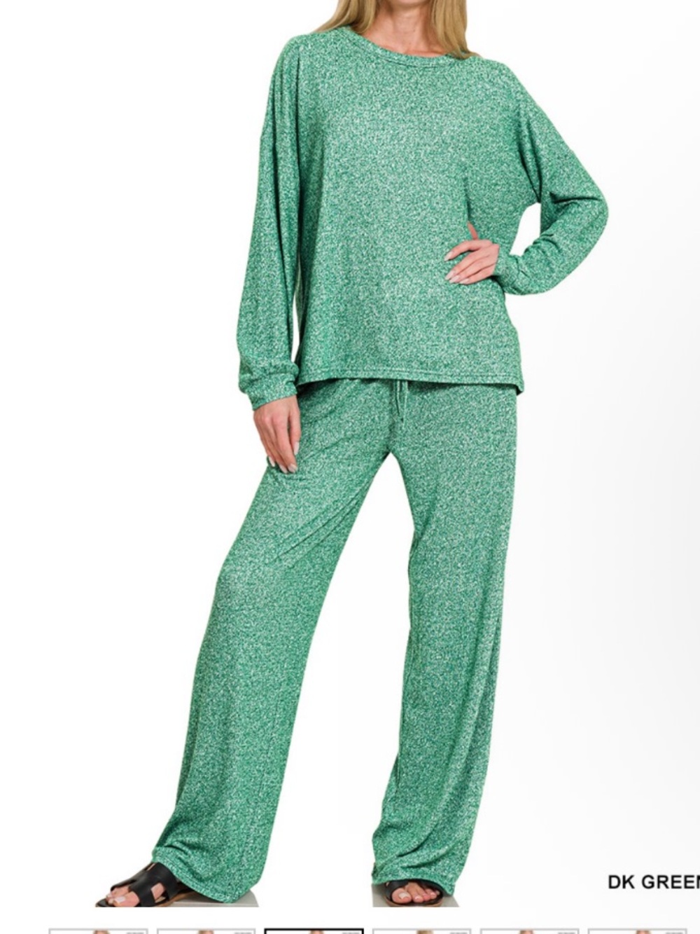 Zenana Hacci Knit Wide Leg Lounge Set